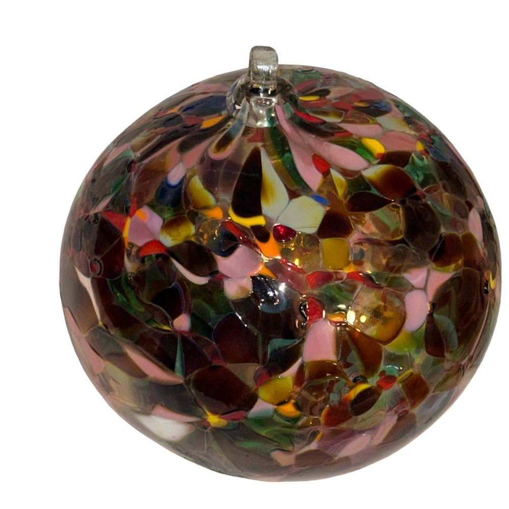 Large Hand Blown Art Glass Confetti Orb Sphere Decor Sculpture